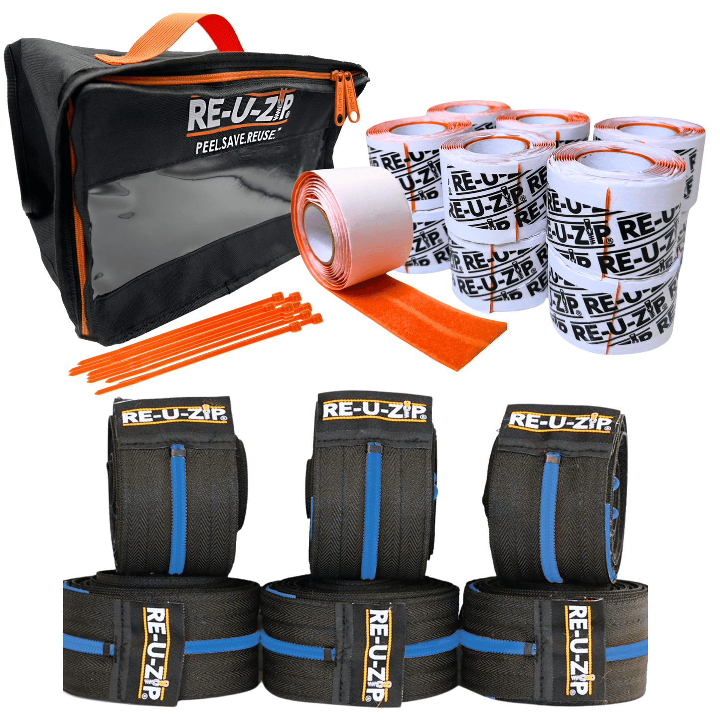 RE-U-ZIP INNOVATIVE DUST BARRIER SOLUTIONS Construction BLUE RE-U-ZIP® REUSABLE DUST BARRIER ZIPPER | PRO BUNDLE