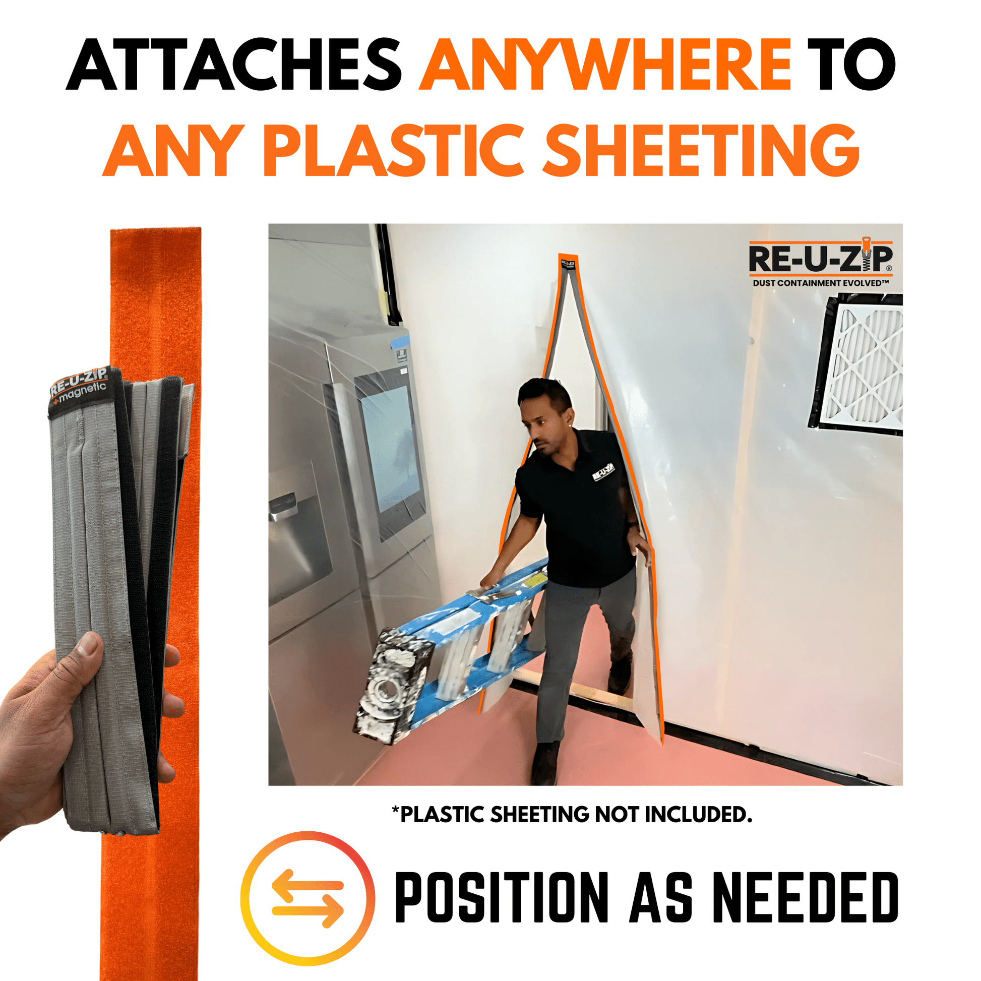 RE-U-ZIP INNOVATIVE DUST BARRIER SOLUTIONS Construction RE-U-ZIP® MAGNETIC ENTRY STRIP™ | STARTER KIT