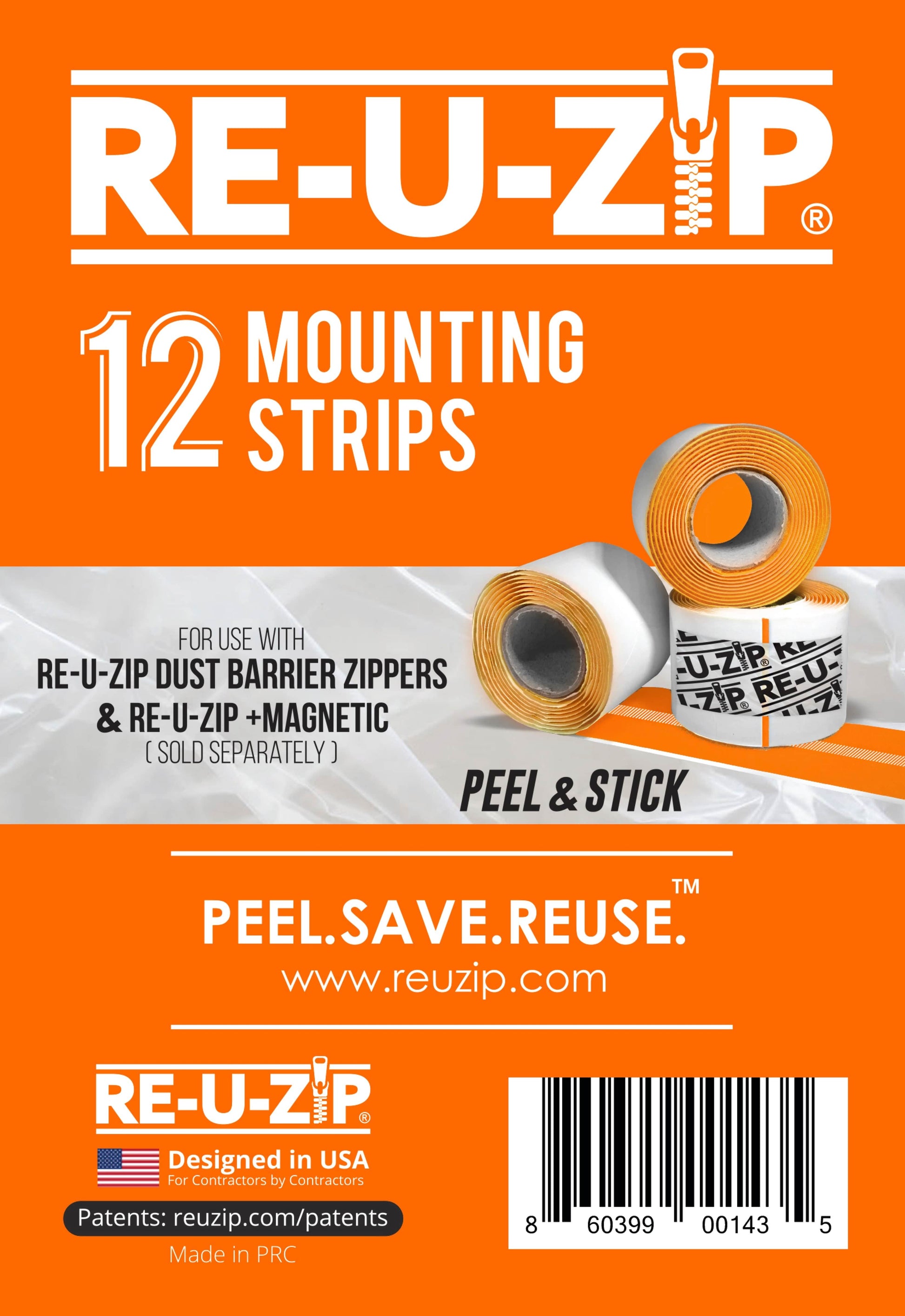 RE-U-ZIP INNOVATIVE DUST BARRIER SOLUTIONS Construction RE-U-ZIP® MOUNTING STRIP RE-FILL™ | 12-PACK