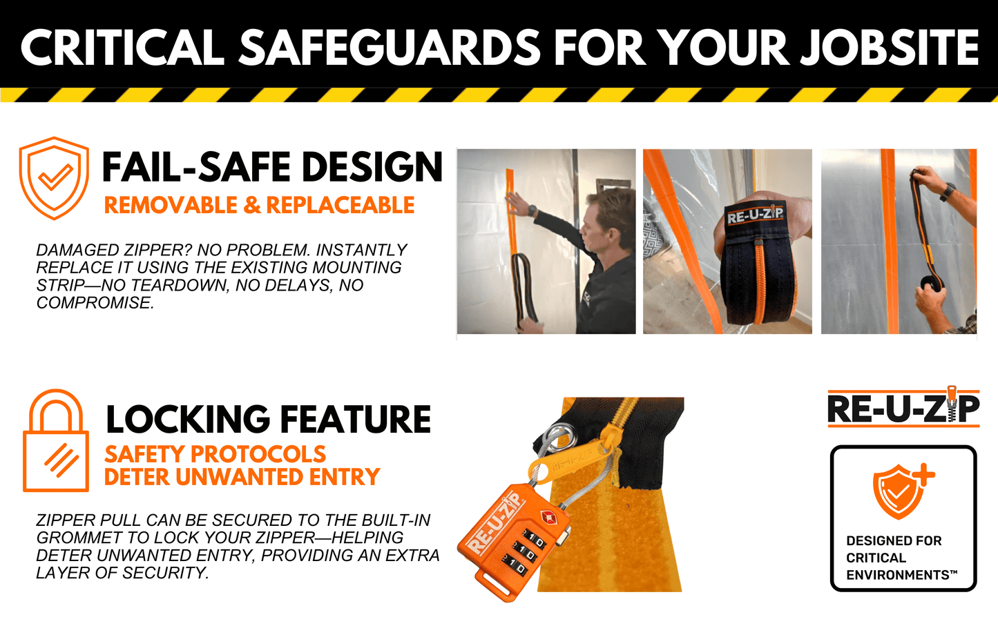 RE-U-ZIP INNOVATIVE DUST BARRIER SOLUTIONS Construction RE-U-ZIP® REUSABLE DUST BARRIER ZIPPER | STARTER KIT