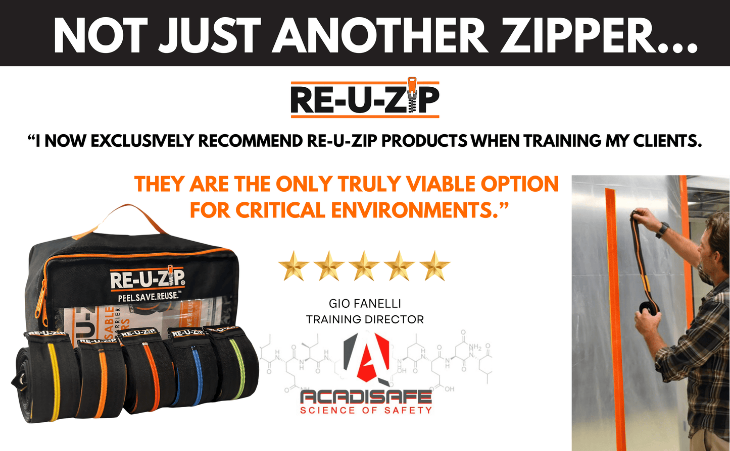 RE-U-ZIP INNOVATIVE DUST BARRIER SOLUTIONS Construction RE-U-ZIP® REUSABLE DUST BARRIER ZIPPER | STARTER KIT