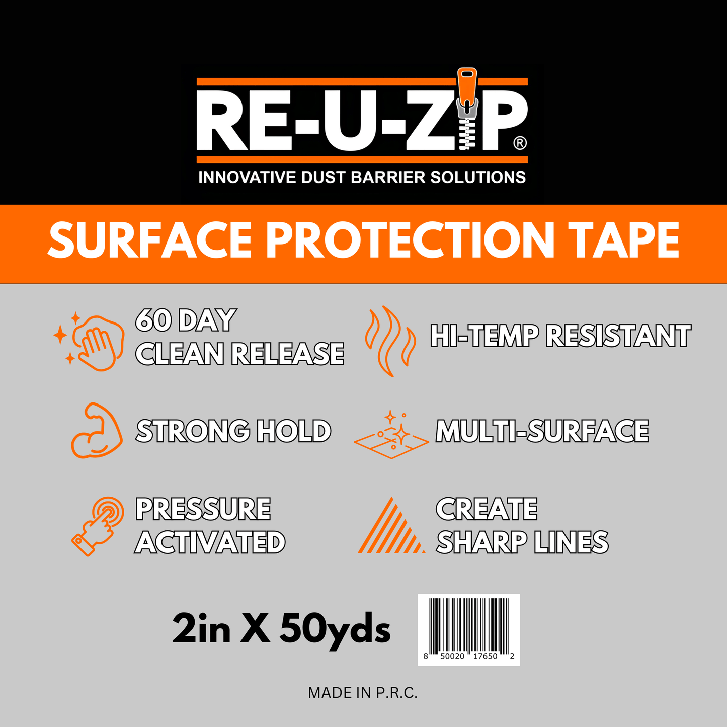 RE-U-ZIP® INNOVATIVE DUST BARRIER SOLUTIONS RE-U-ZIP® SURFACE PROTECTION TAPE