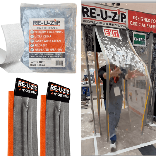 RE-U-ZIP INNOVATIVE DUST BARRIER SOLUTIONS Construction RE-U-ZIP® ULTRA-CLEAR MAGNETIC DOOR KIT