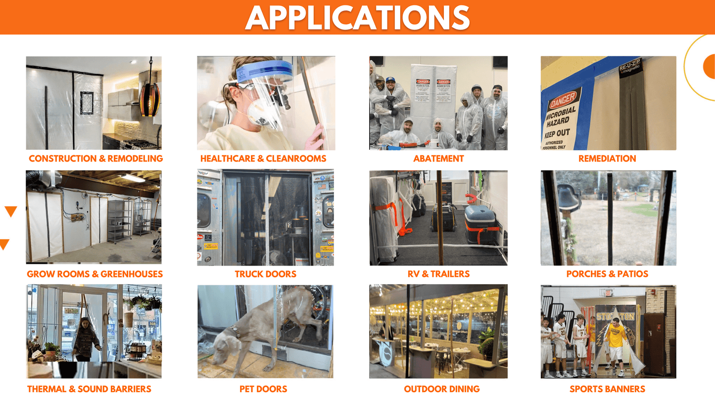 RE-U-ZIP INNOVATIVE DUST BARRIER SOLUTIONS Construction RE-U-ZIP™ Ultra-Clear Magnetic Door Kit