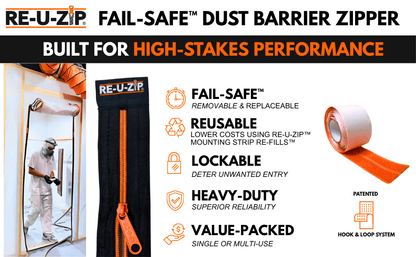 RE-U-ZIP® | DUST CONTAINMENT EVOLVED™ Construction RE-U-ZIP® Fail-Safe™ Reusable Dust Barrier Zipper | Starter Kit
