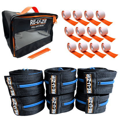 RE-U-ZIP® | DUST CONTAINMENT EVOLVED™ Construction BLUE RE-U-ZIP® FAIL-SAFE™ REUSABLE DUST BARRIER ZIPPER | PRO BUNDLE