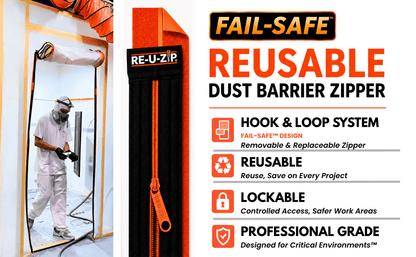 RE-U-ZIP® | DUST CONTAINMENT EVOLVED™ Construction RE-U-ZIP® Fail-Safe™ Reusable Dust Barrier Zipper | Starter Kit