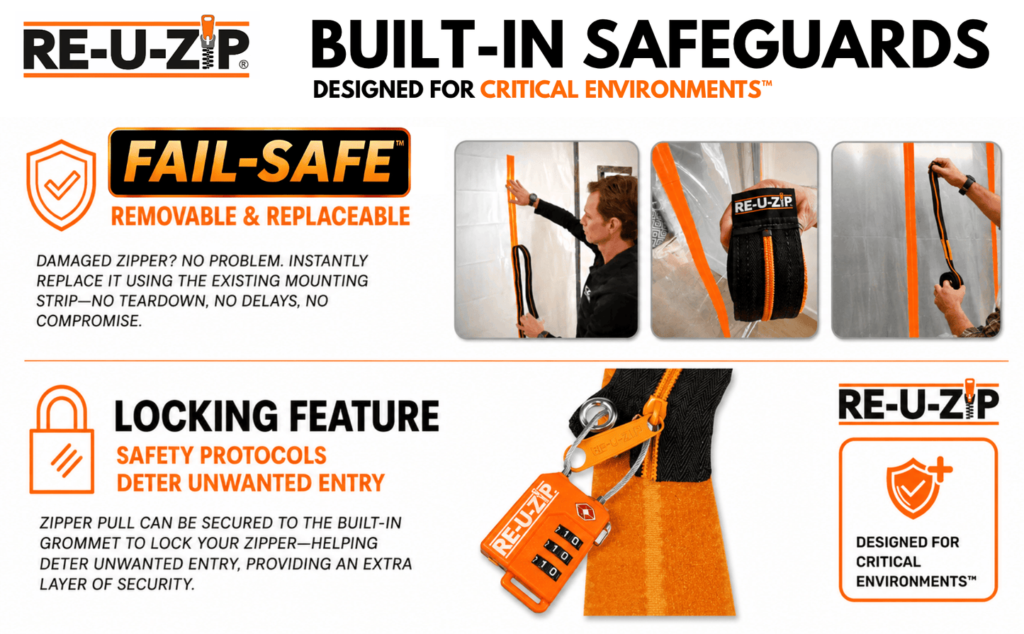 RE-U-ZIP® | DUST CONTAINMENT EVOLVED™ Construction RE-U-ZIP® Fail-Safe™ Reusable Dust Barrier Zipper | Starter Kit