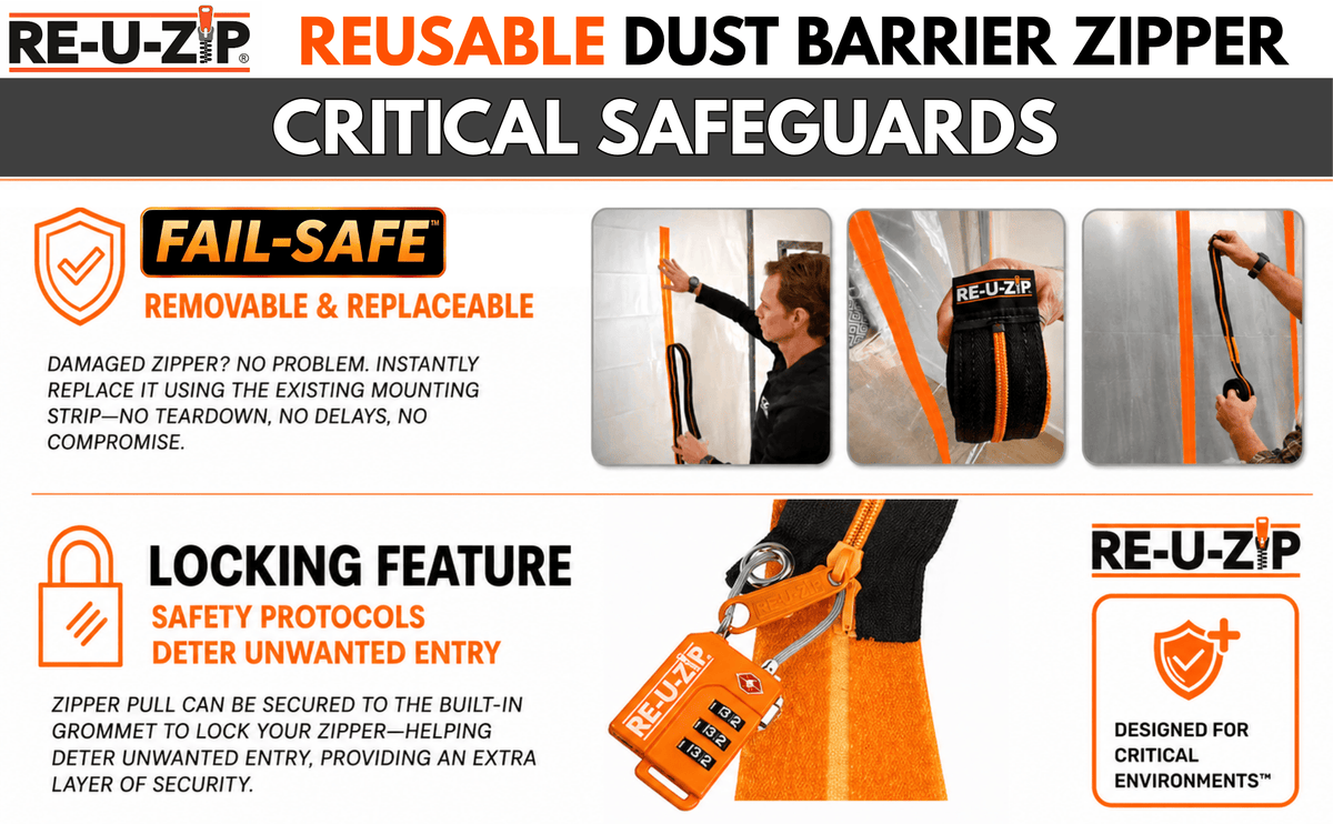 RE-U-ZIP® | DUST CONTAINMENT EVOLVED™ Construction RE-U-ZIP® Fail-Safe™ Reusable Dust Barrier Zipper | Starter Kit