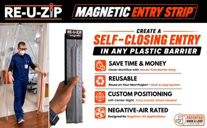 RE-U-ZIP® | DUST CONTAINMENT EVOLVED™ Construction RE-U-ZIP® Magnetic Entry Strip™ + Dust Barrier Zipper | Starter Bundle