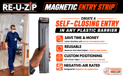 RE-U-ZIP® | DUST CONTAINMENT EVOLVED™ Construction RE-U-ZIP® Self-Closing Magnetic Entry Strip™ | 6-Pack