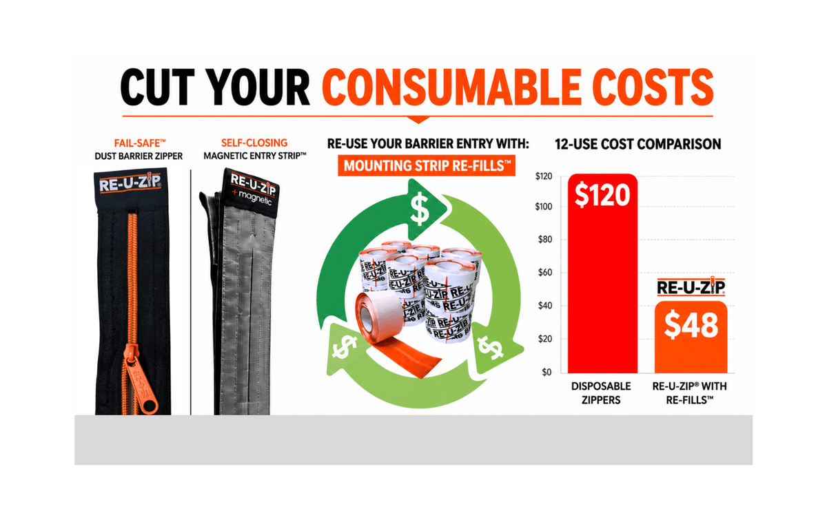 RE-U-ZIP® | DUST CONTAINMENT EVOLVED™ Construction RE-U-ZIP® Self-Closing Magnetic Entry Strip™ | Starter Kit