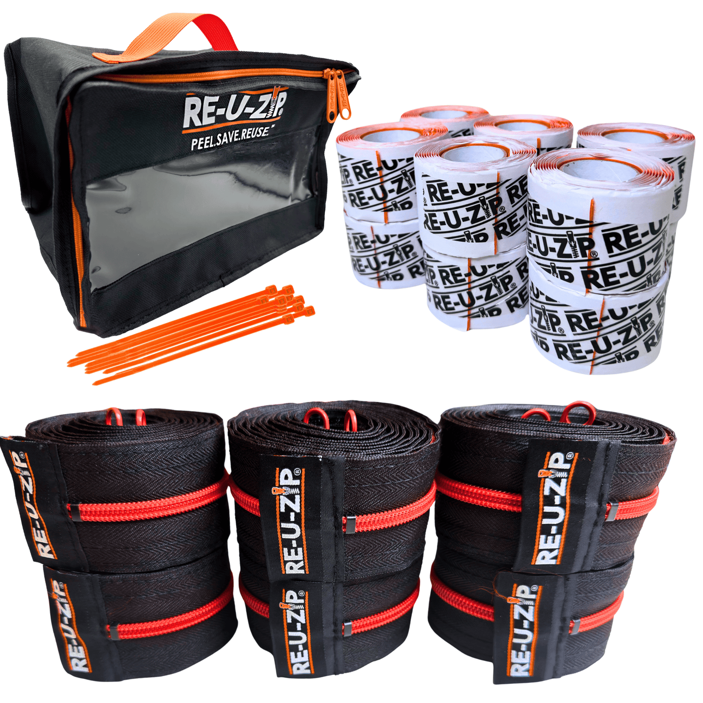 RE-U-ZIP® | DUST CONTAINMENT EVOLVED™ Construction RED RE-U-ZIP® FAIL-SAFE™ REUSABLE DUST BARRIER ZIPPER | PRO BUNDLE