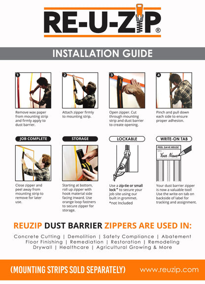 RE-U-ZIP INNOVATIVE DUST BARRIER SOLUTIONS Construction Green #9847 SERVPRO RE-U-ZIP® HEAVY-DUTY REUSABLE DUST BARRIER ZIPPER (ONLY) | 6-PACK