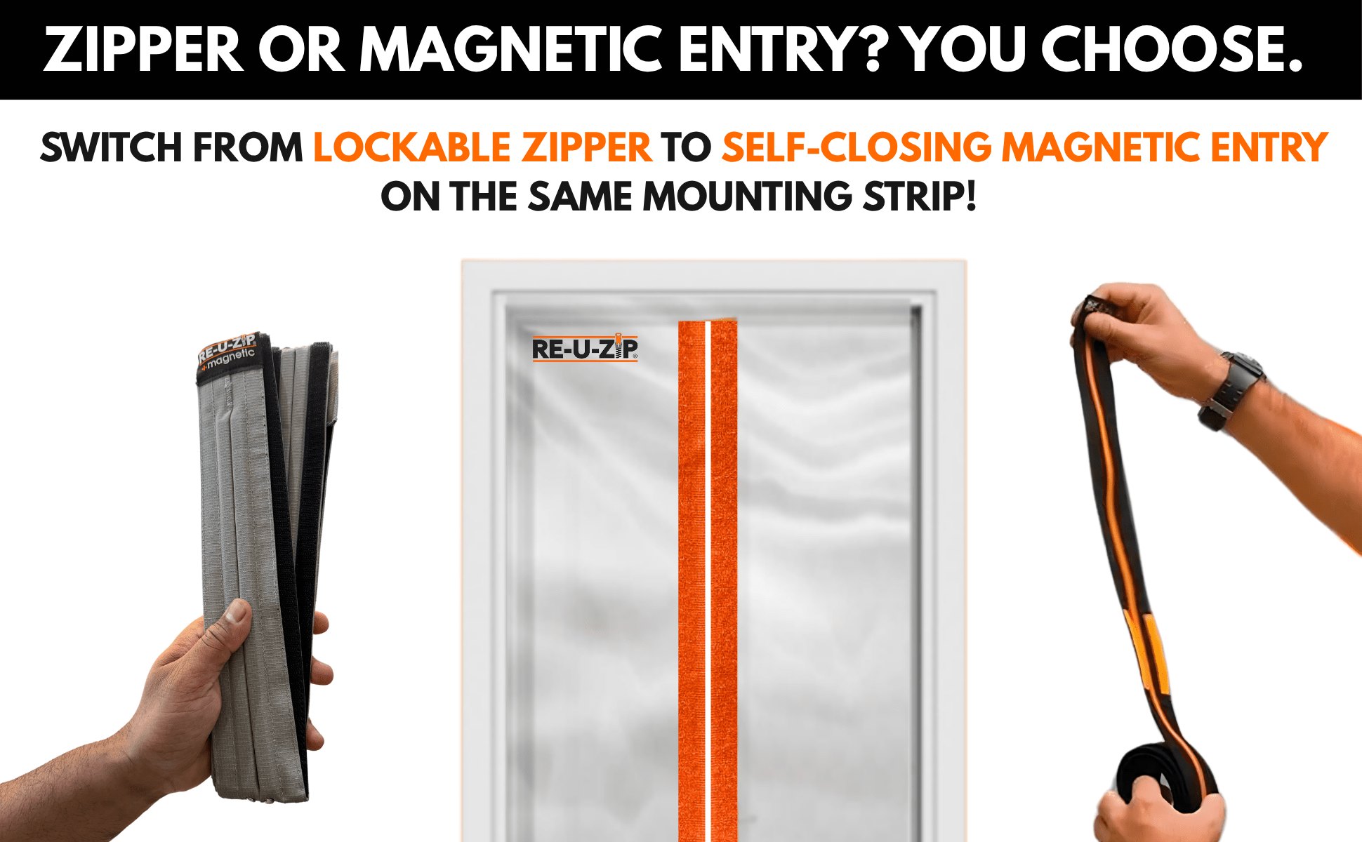 Load video: interchange between zipper and magnetic entry strip