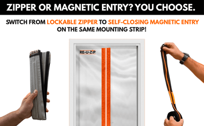 RE-U-ZIP INNOVATIVE DUST BARRIER SOLUTIONS Construction RE-U-ZIP® MAGNETIC ENTRY STRIP™ + DUST BARRIER ZIPPER | STARTER KIT
