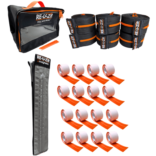 RE-U-ZIP INNOVATIVE DUST BARRIER SOLUTIONS Construction RE-U-ZIP® MAGNETIC ENTRY STRIP™ | STARTER KIT + DUST BARRIER ZIPPER | PRO BUNDLE