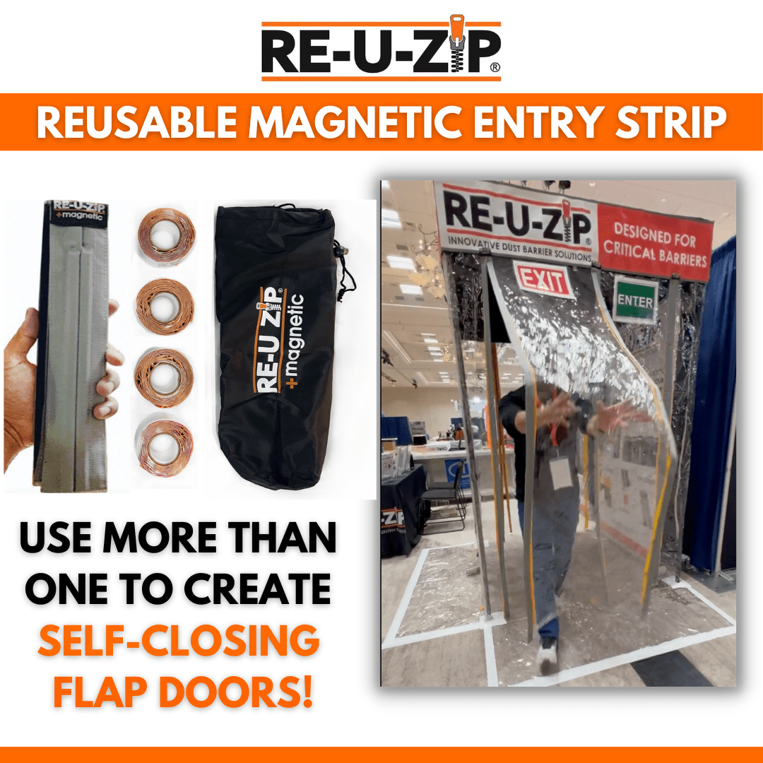 RE-U-ZIP™ INNOVATIVE DUST BARRIER SOLUTIONS RE-U-ZIP® REUSABLE MAGNETIC ENTRY STRIP™ (ONLY) | 6-PACK