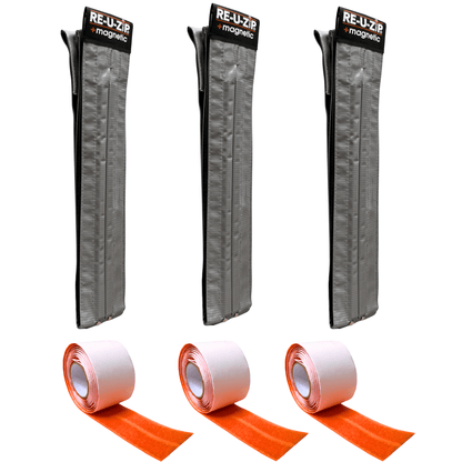 RE-U-ZIP INNOVATIVE DUST BARRIER SOLUTIONS Construction RE-U-ZIP® SELF-CLOSING MAGNETIC ENTRY STRIP™ | 3-PACK