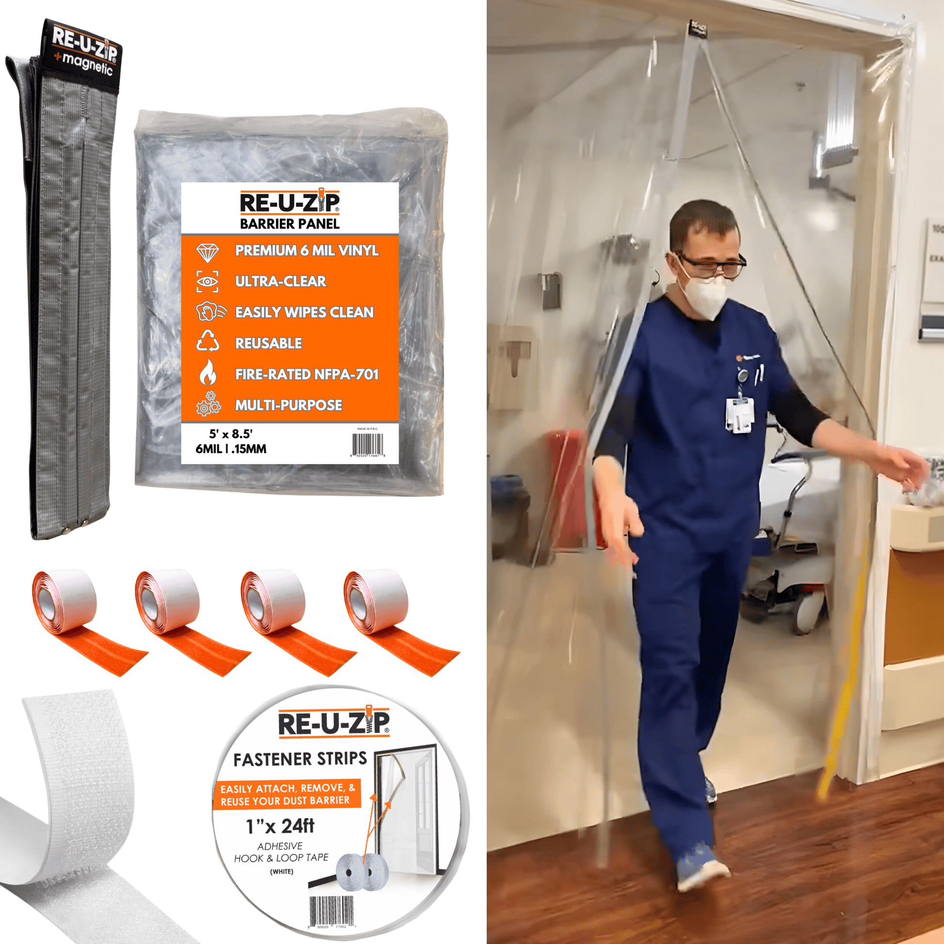 RE-U-ZIP INNOVATIVE DUST BARRIER SOLUTIONS Construction RE-U-ZIP® ULTRA-CLEAR MAGNETIC DOOR KIT
