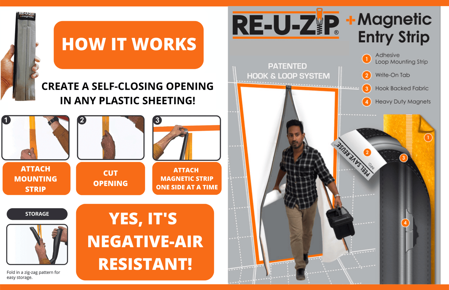 RE-U-ZIP INNOVATIVE DUST BARRIER SOLUTIONS Construction RE-U-ZIP™ Dust Barrier Entry System | Starter Kit